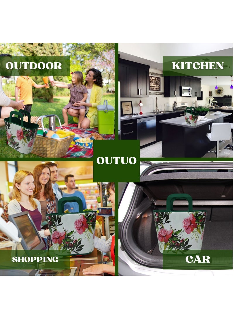 Outuo Reusable Grocery Bags - Heavy Duty Reusable Shopping Bags - Flat Bottom & Stay Open - Large Bags with Handles & Durable Bottom - Image 4