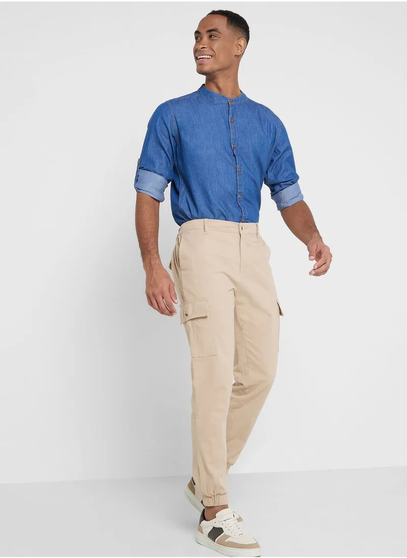 Thomas Scott Thomas Scott Men Comfort Mid-Rise Easy Wash Cargo Trousers