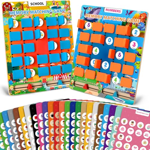 Hodurgyi 2 Pack Matching Memory Game for Kids Age 3 4 5 6 7 8 Years Old Travel Toy for Toddlers Boys Girls Road Trip Travel Essentials for Kids AirplaneCarCamping Activity Ideal Christmas Birthday Gifts - Image 1