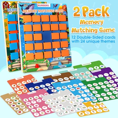 Hodurgyi 2 Pack Matching Memory Game for Kids Age 3 4 5 6 7 8 Years Old Travel Toy for Toddlers Boys Girls Road Trip Travel Essentials for Kids AirplaneCarCamping Activity Ideal Christmas Birthday Gifts - Image 5