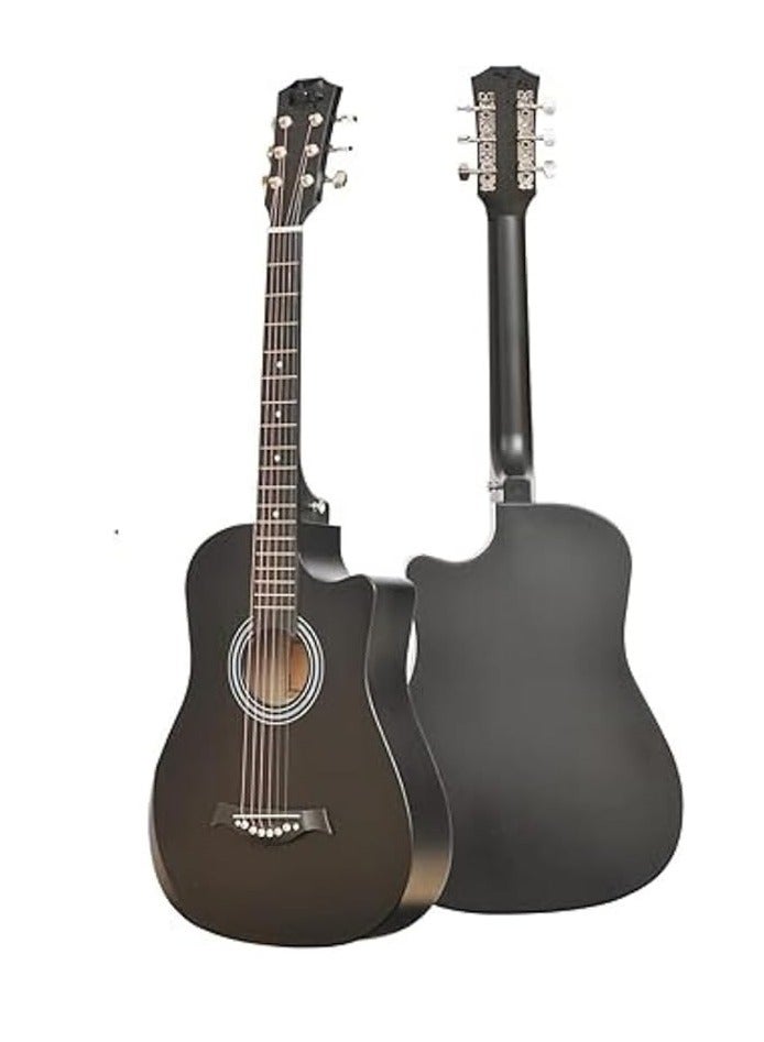 Megarya عرض مجموعة 38 بوصة جيتار أكوستيك أسود مع حقيبة، حزام، كابو وقطع كاملة للطلاب والمبتدئين والمتوسطين - Image 2