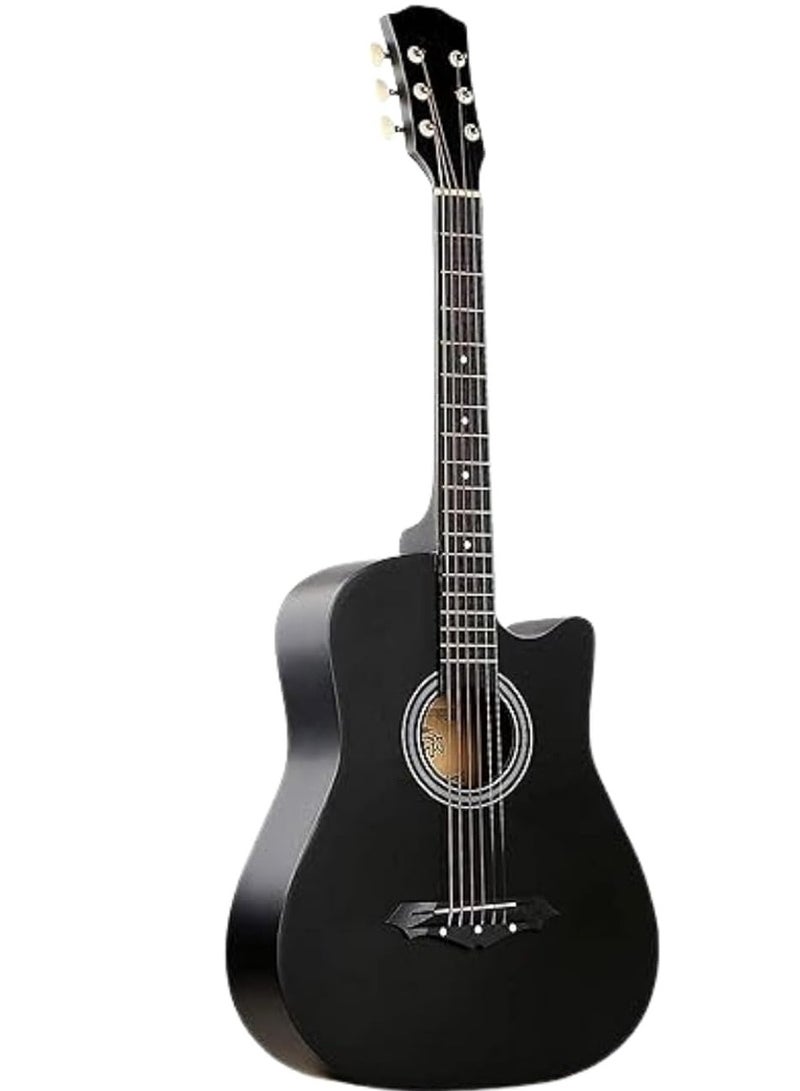 Megarya عرض مجموعة 38 بوصة جيتار أكوستيك أسود مع حقيبة، حزام، كابو وقطع كاملة للطلاب والمبتدئين والمتوسطين - Image 5