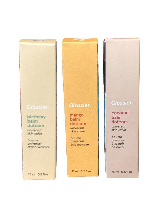 Glossier مجموعة بلسم دوتكوم الثلاثية - مانجو، عيد ميلاد، جوز الهند حجم: 0.5 أونصة سائلة / 15 مل - Image 1