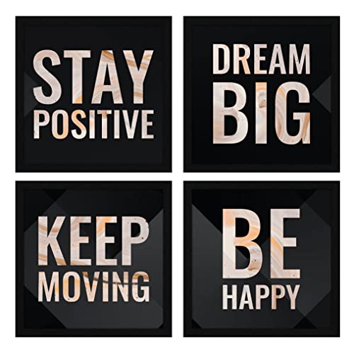 ArtX Motivational Quotes Stay Positive Framed Wall Art, Framed Paintings For Home Office Decor 20 X 20 inches, 10.0 X 10.0 each, Multicolor Posters With Frame, Set of 4 - Image 1