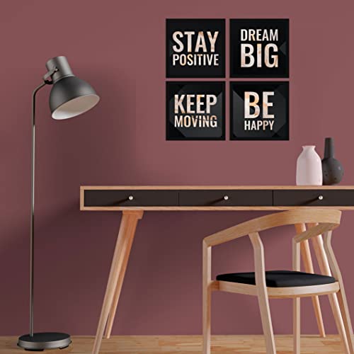 ArtX Motivational Quotes Stay Positive Framed Wall Art, Framed Paintings For Home Office Decor 20 X 20 inches, 10.0 X 10.0 each, Multicolor Posters With Frame, Set of 4 - Image 5