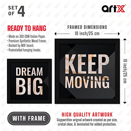 ArtX Motivational Quotes Stay Positive Framed Wall Art, Framed Paintings For Home Office Decor 20 X 20 inches, 10.0 X 10.0 each, Multicolor Posters With Frame, Set of 4 - Image 3