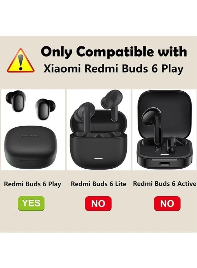 حافظة متوافقة مع Xiaomi Redmi Buds 6 Play، غطاء ناعم فائق النحافة، ملائم للجسم، مضاد للسقوط، حافظة واقية من السيليكون مقاومة للصدمات لـ Xiaomi Redmi Buds 6 Play. (أسود) - Image 2