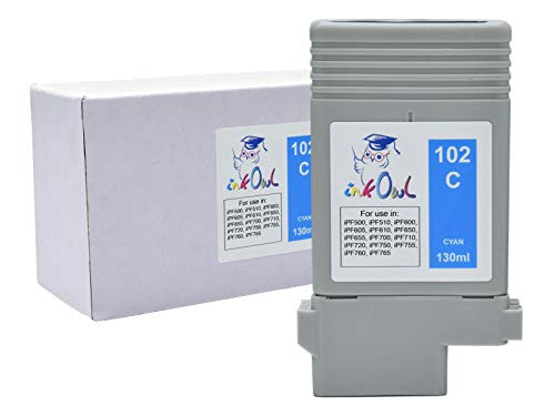 InkOwl Compatible Ink Cartridge Replacement for Canon PFI-102C (130ml, Cyan) - iPF500 iPF510 iPF600 iPF605 iPF610 iPF650 iPF655 iPF700 iPF710 iPF720 iPF750 iPF755 iPF760 iPF765 - Image 1