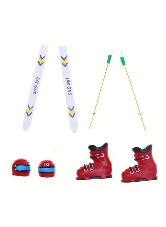 1 Set Miniature Ski Hat And Red Skates ABS Dollhouse Winter Scene Accessories - Image 3