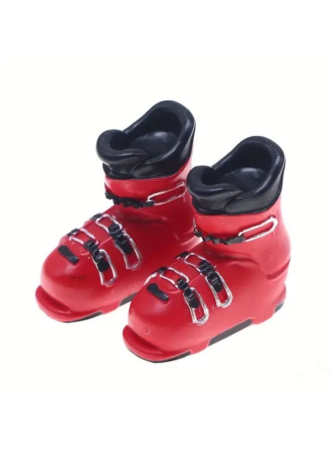 1 Set Miniature Ski Hat And Red Skates ABS Dollhouse Winter Scene Accessories - Image 4