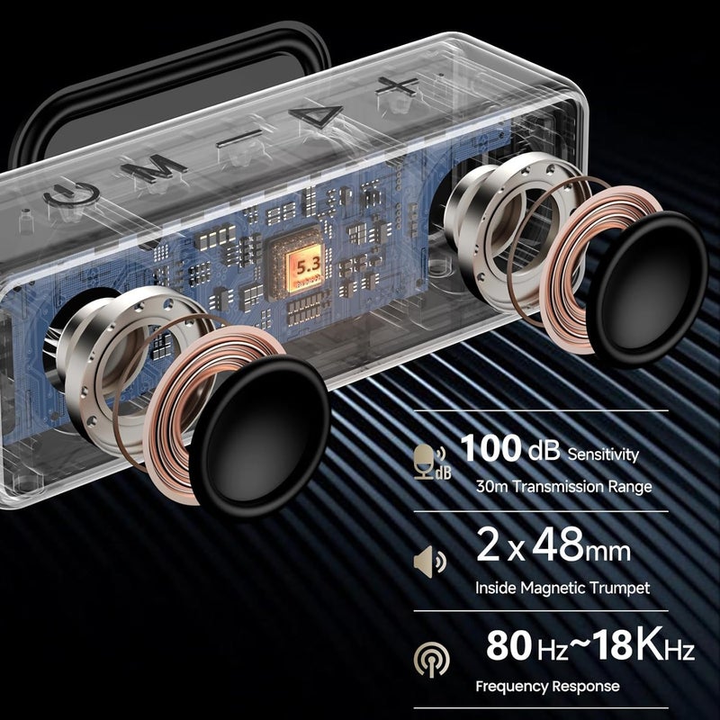 OMIRE Portable Bluetooth Speaker 30W Stereo Sound with Metal Diaphragm Drivers, Bluetooth 5.3,Bassup,IPX6 مكبر صوت بلوتوث,Waterproof,Wireless HiFi Stereo Pairing TWS For Home,Outdoor,Party,Travel - Image 2