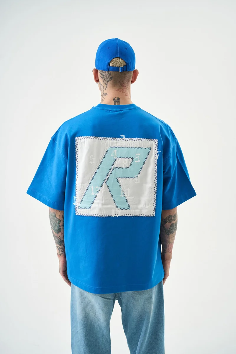 RESPIRE Men's Numbers Of R Embroidered Oversize T-Shirt, Blue