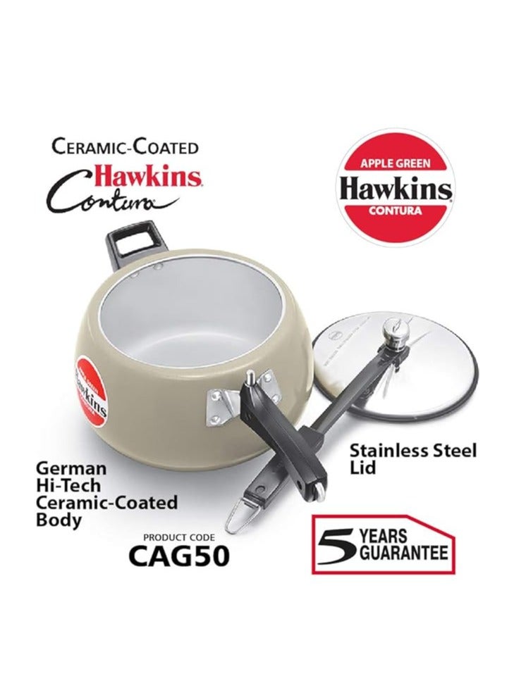 Hawkins Hawkins Ceramic- Coated Contura 5L Green Apple Pressure Cooker  - Image 2