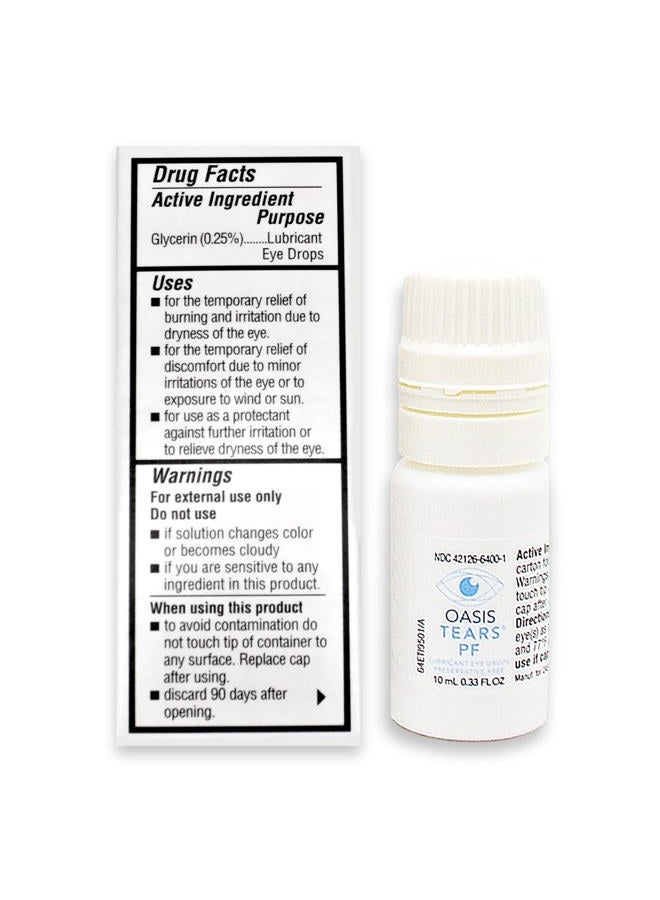 Oasis Tears قطرات عين مرطبة خالية من المواد الحافظة TEARS PF لتخفيف جفاف العين، 0.34 أونصة - Image 3