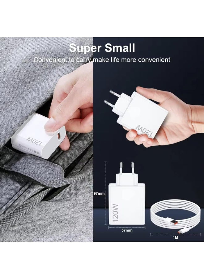 ستار شاحن سريع 120 واط مع كابل USB Type-C 6A بطول 1 متر، يدعم Mi HyperCharge، شاحن حائط سريع متوافق مع هواتف Xiaomi وRedmi وPOCO - Image 5