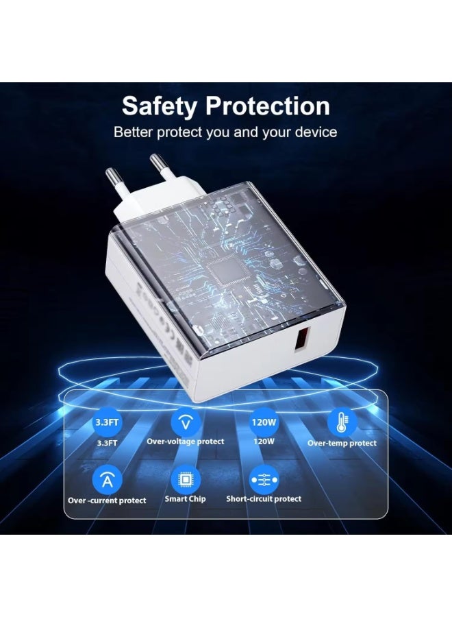 ستار شاحن سريع 120 واط مع كابل USB Type-C 6A بطول 1 متر، يدعم Mi HyperCharge، شاحن حائط سريع متوافق مع هواتف Xiaomi وRedmi وPOCO - Image 3