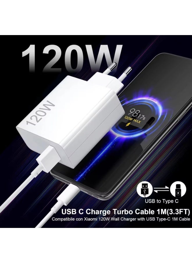 ستار شاحن سريع 120 واط مع كابل USB Type-C 6A بطول 1 متر، يدعم Mi HyperCharge، شاحن حائط سريع متوافق مع هواتف Xiaomi وRedmi وPOCO - Image 4