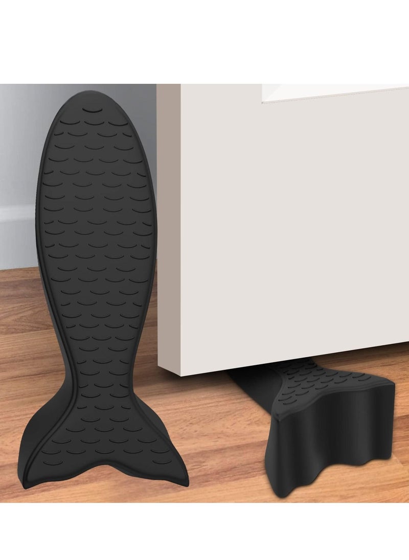 Door Stop Wedges, 2 Pack Rubber Door Stoppers with Holders, Stackable and Slip-Resistant for Tiles, Carpet, Wood and Laminate Floors and Other Floor Surfaces Stop  - Image 1