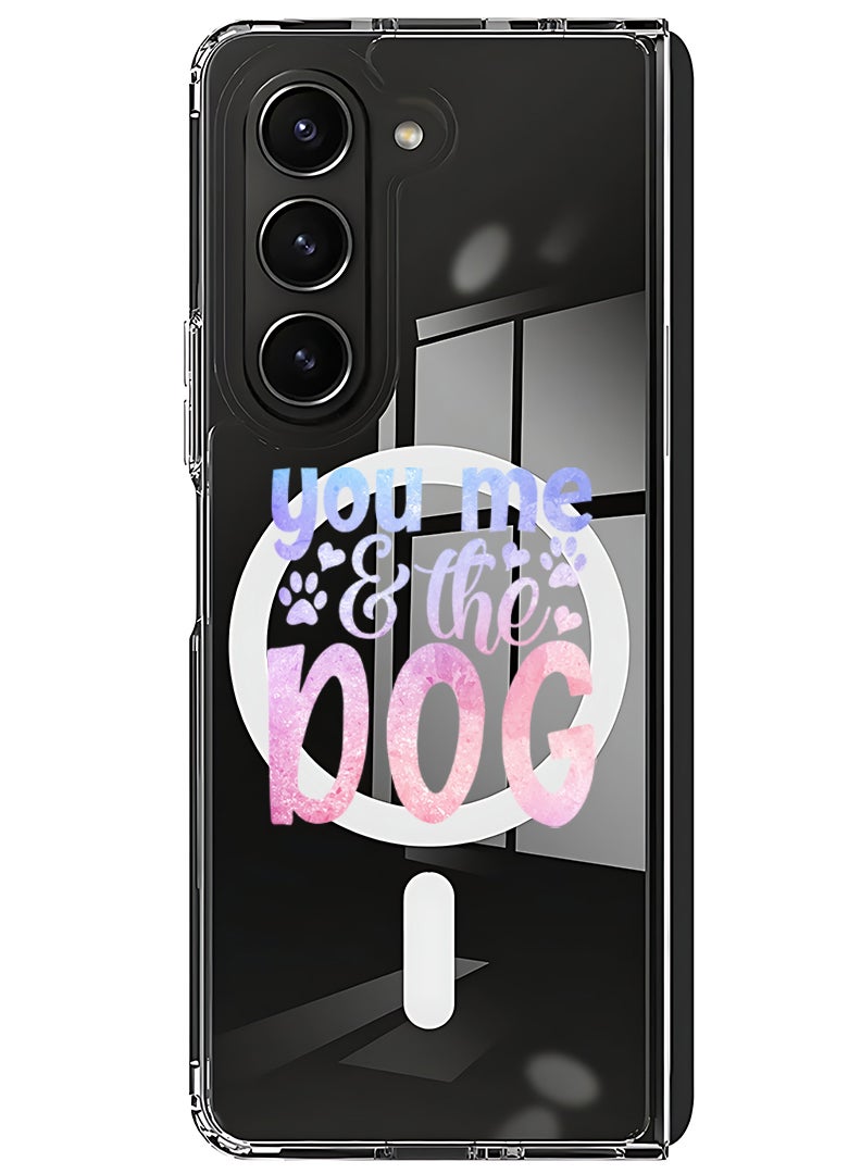 Theodor Magnetic Case for Samsung Galaxy Z Fold 5 Compatible with MagSafe Wireless Charging, Shockproof Phone Bumper Cover You me and the dog - Image 1