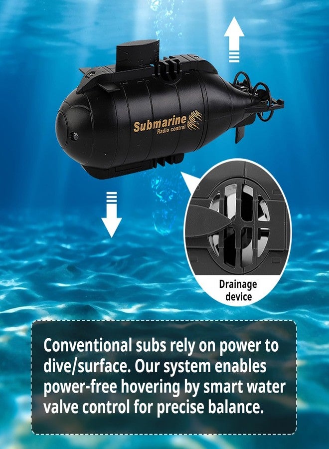 Tsiodot Mini RC Submarine Boat for Kids, 6CH Remote Control High-Speed Waterproof Diving Toy for Pools, Lakes, Bathtubs - Gift for Boys and Girls（Black） - Image 3