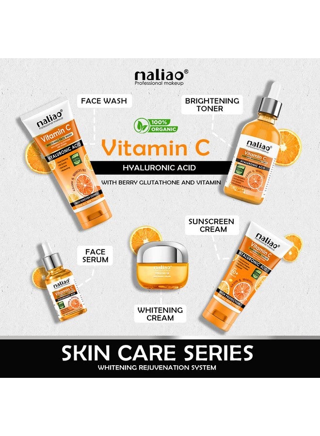 maliao Makeup 5 Piece Organic Vitamin C Skin Care Set ( Sunscreen + Serum + Face Wash + Whitening Cream + Toner ) 330G - Image 3