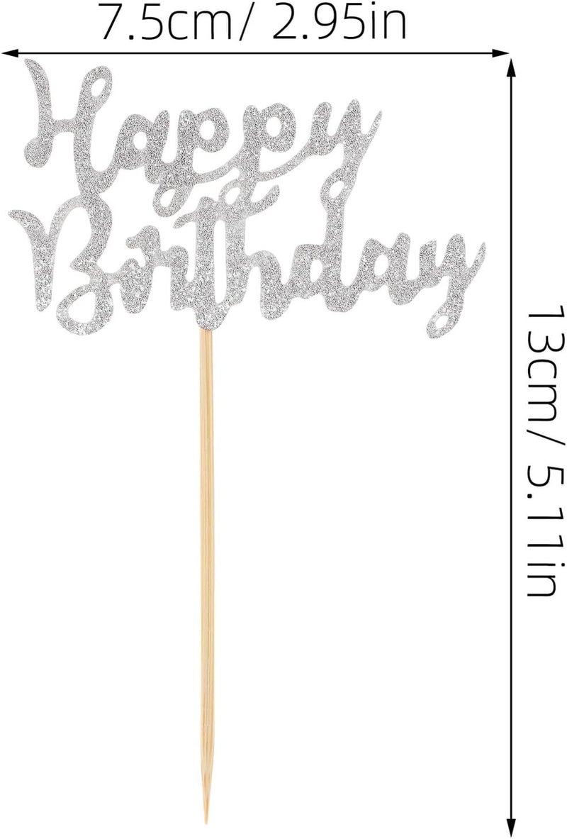 36pcs Gold Black Silver Birthday Cake Topper Set, Glitter Party Cupcake Picks for Birthday Celebrations, Non-edible Decorative Cake Inserts for Party Desserts - Image 2