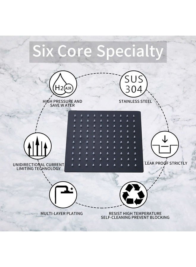 GGStudy 12 Inches Square Rain Shower head Large Stainless Steel High Pressure Shower HeadUltra Thin Rainfall Bath Shower 1/2 Connection Oil Rubbed Bronze Black Shower Head - Image 5