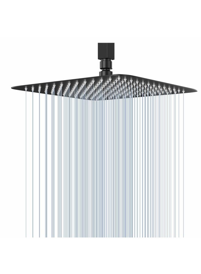 GGStudy 12 Inches Square Rain Shower head Large Stainless Steel High Pressure Shower HeadUltra Thin Rainfall Bath Shower 1/2 Connection Oil Rubbed Bronze Black Shower Head - Image 1