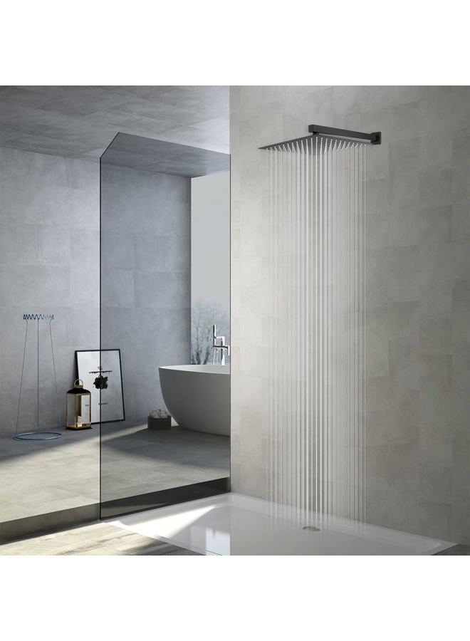 GGStudy 12 Inches Square Rain Shower head Large Stainless Steel High Pressure Shower HeadUltra Thin Rainfall Bath Shower 1/2 Connection Oil Rubbed Bronze Black Shower Head - Image 3