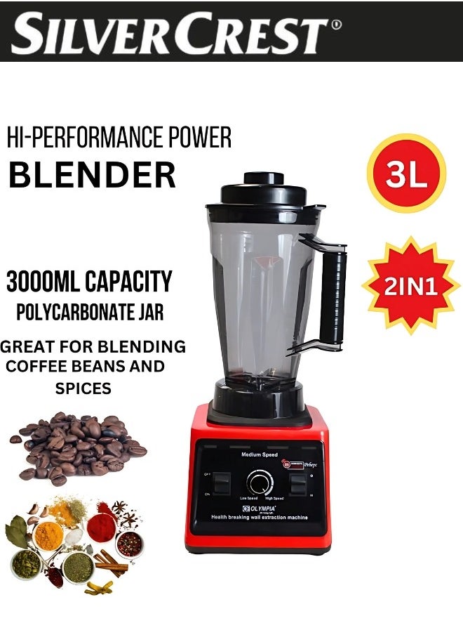 SILVER CREST - 2 in 1 Multi-Function Electric Blender With Grain Grinder, 3L Capacity, 10000 Watts Power - Image 1