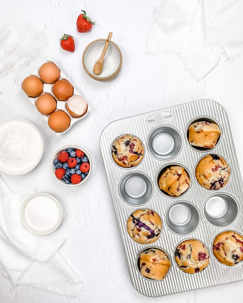 USA Pan Bakeware Muffin Pan, 12-Well, Set of 2, Aluminized Steel - Image 3