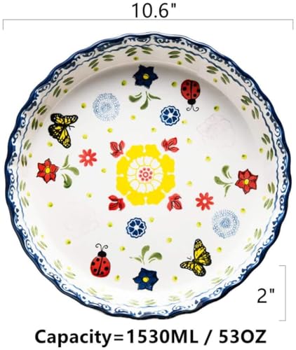 Mateda Ceramic Pie Pan Pie Dish for Oven 10 Inch Pie Plate Round Bakeware (Butterfly) - Image 3
