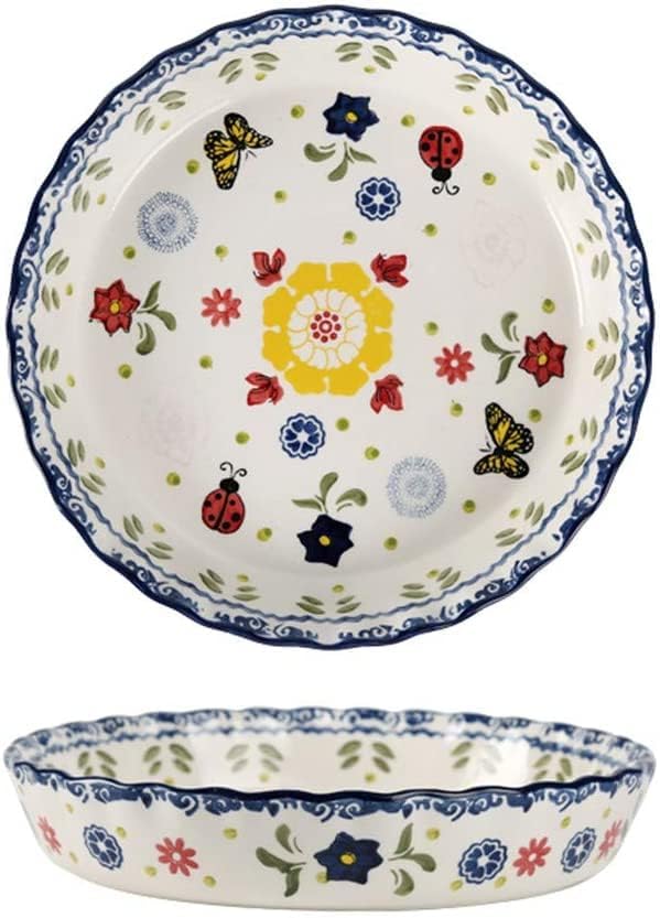 Mateda Ceramic Pie Pan Pie Dish for Oven 10 Inch Pie Plate Round Bakeware (Butterfly) - Image 2