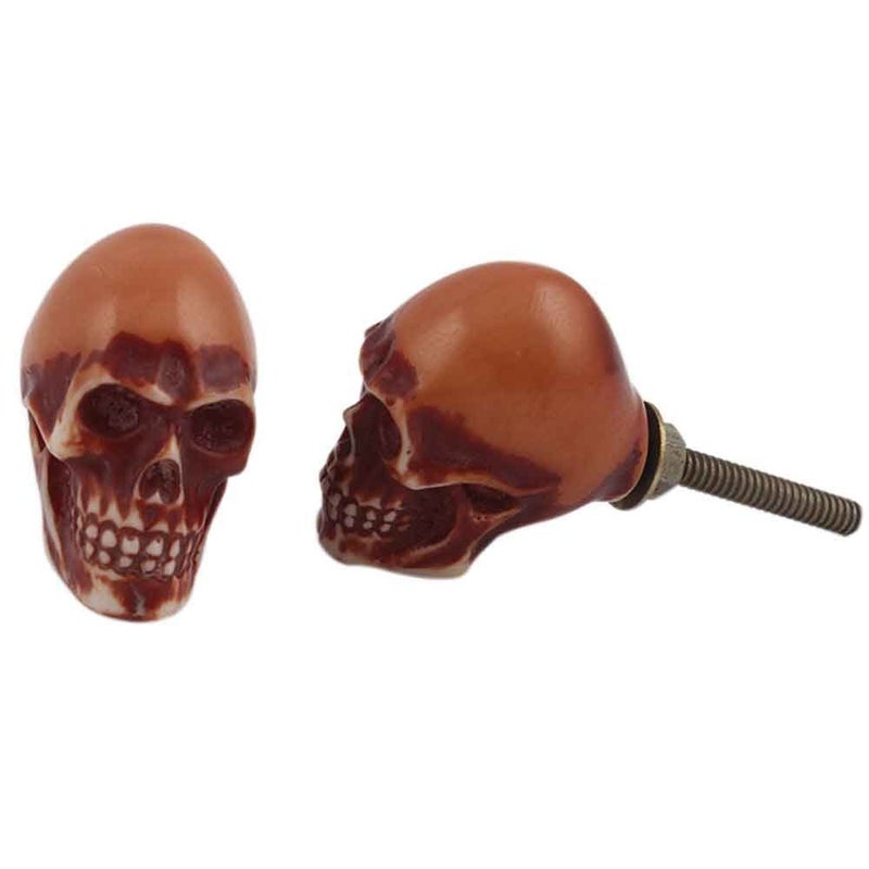 Indian-Shelf IndianShelf 4 Piece Brown Knobs Resin Drawer Knob Skull Kitchen Handles for Drawers 381 cm Handle Pulls 