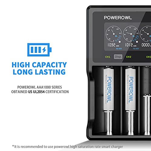 POWEROWL AAA Rechargeable Batteries 24 Pack, High Capacity Rechargeable AAA Batteries 1000mAh 1.2V NiMH Low Self Discharge - Image 3