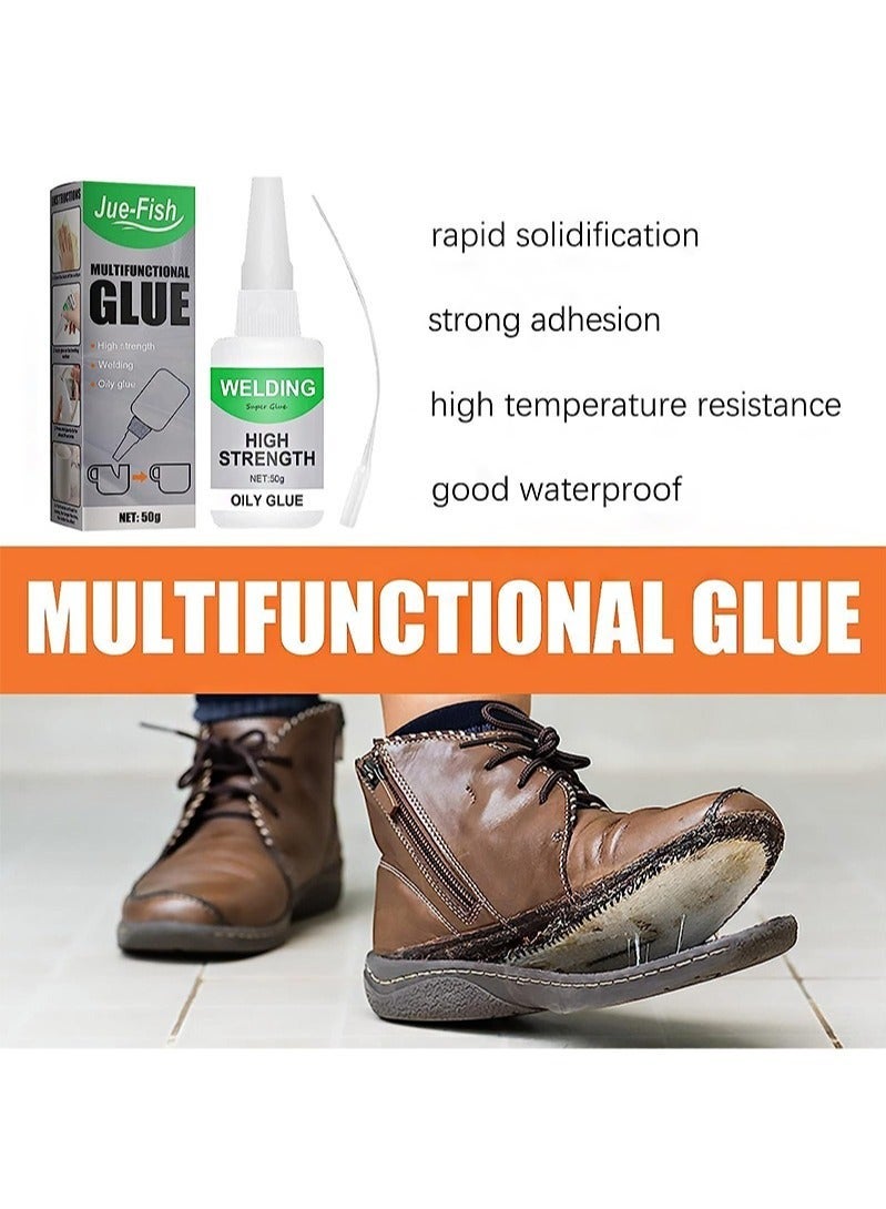 Multifunctional Glue，Welding High-Strength Oily Glue, Instant Bonding Strong Adhesion Repairs Last Long Time for Metal, Plastic, Wood, Ceramics, Leather (50g, 2 pieces)