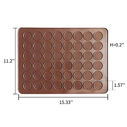 Akingshop Silicone Macaron Baking Mats, 2 Non-Stick Silicone Baking Mats, Food Safe Baking Mat, Great For Macaron, Cookies, Bread, Pastry, Dessert (2Pcs 48Capavity) - Image 2