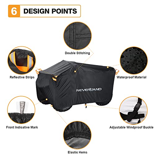 NEVERLAND ATV Cover Waterproof Heavy Duty 4 Wheeler Cover Quad Cover All Season Weather Proof Outdoor UV Protection for Polaris Yamaha Suzuki Honda (Black XLarge) - Image 2
