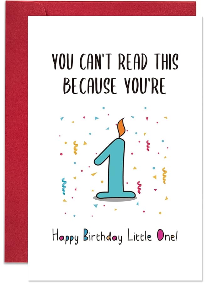 erorex Funny First Birthday Card Happy Birthday Little One Card You Can'T Read This Because You'Re 1 - Image 1