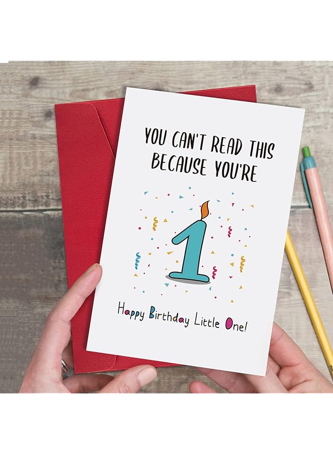 erorex Funny First Birthday Card Happy Birthday Little One Card You Can'T Read This Because You'Re 1 - Image 4