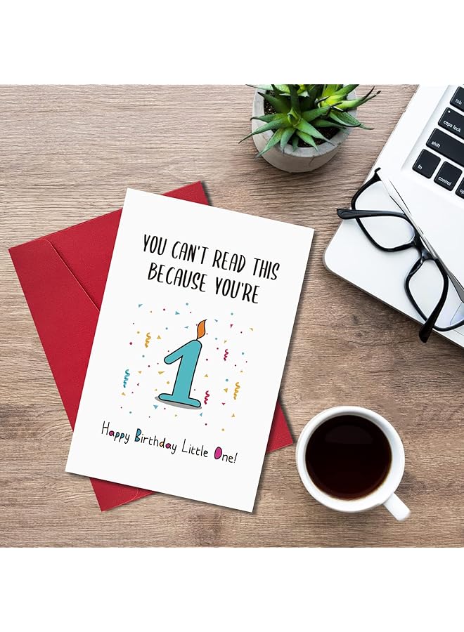 erorex Funny First Birthday Card Happy Birthday Little One Card You Can'T Read This Because You'Re 1 - Image 3