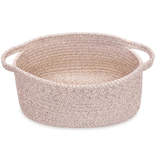 ABenkle Small Woven Baskets 12x8x5 Rope Baby Toy Storage Basket with Handle Durable Gift Basket Empty for Graduation Easter Christmas - Image 1