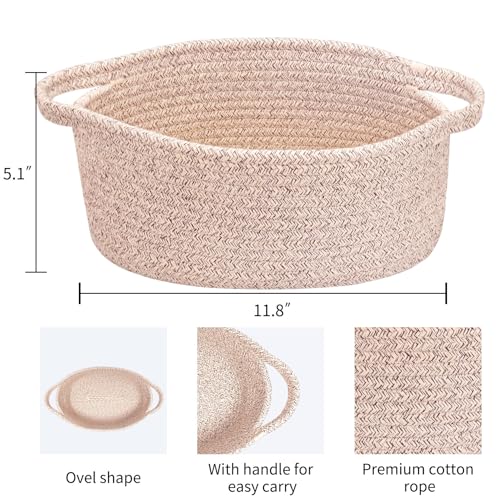 ABenkle Small Woven Baskets 12x8x5 Rope Baby Toy Storage Basket with Handle Durable Gift Basket Empty for Graduation Easter Christmas - Image 3