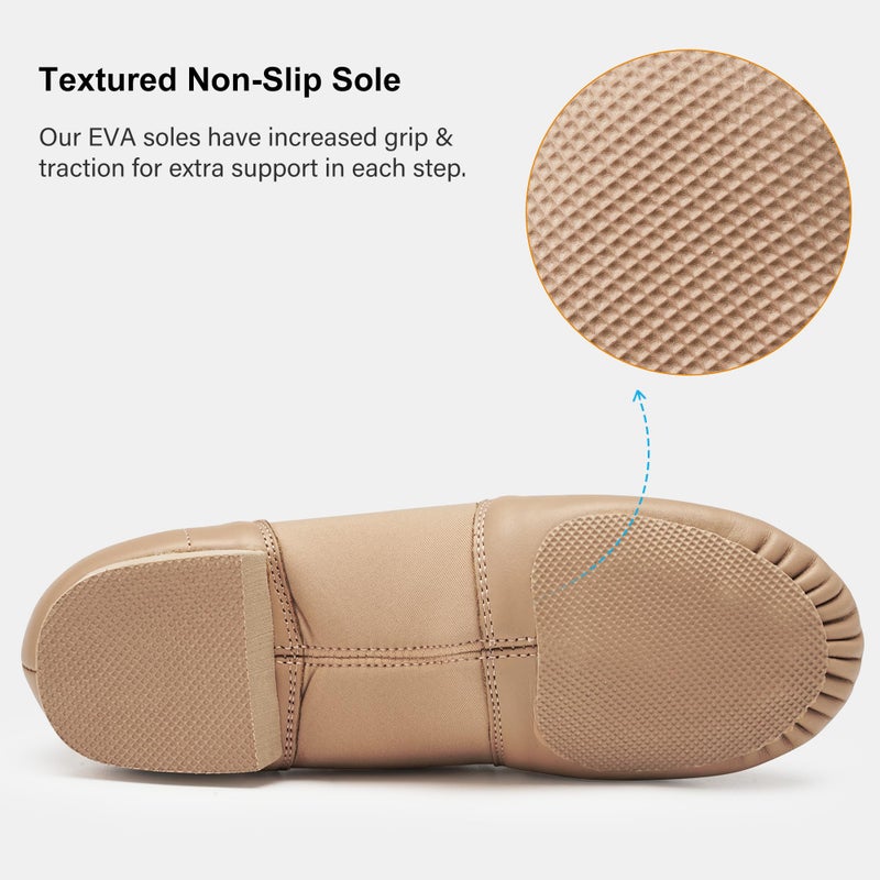 Stelle Jazz Shoes for Women Men Leather Upper Slip-on Dance Shoes Unisexï¼ˆTan,8 - Image 4