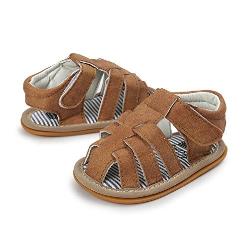 CoKate Baby Boys Girls Sandals Rubber Sole Outdoor First Walker Toddler Girls Boys Summer Shoes(5.5Toddler, D-Khaki) - Image 2