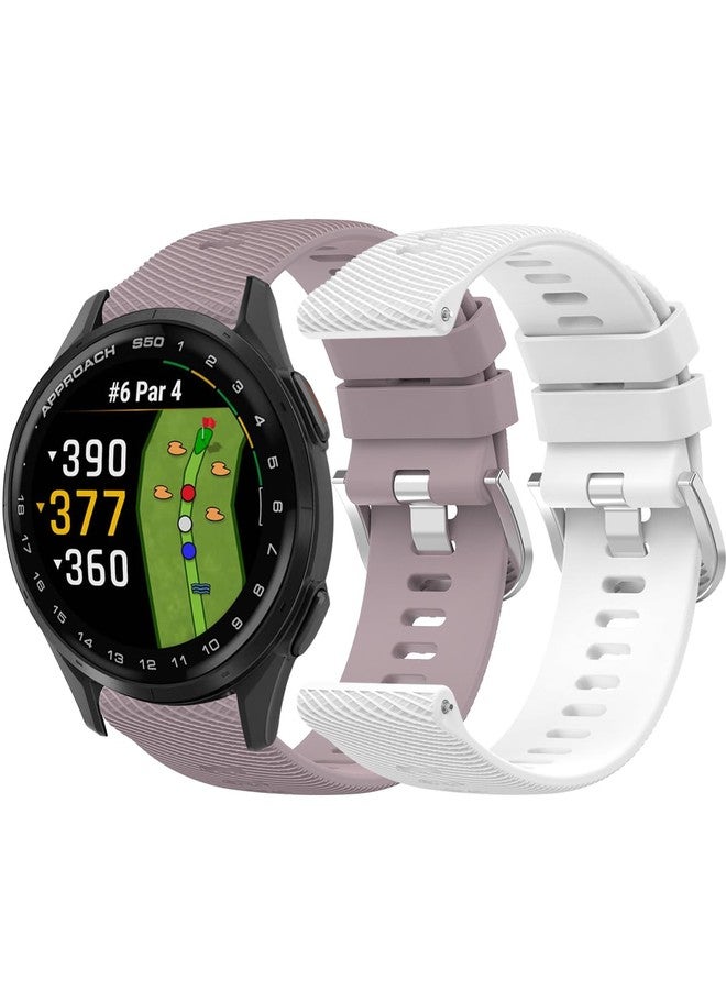 WUNIAK Compatible for Garmin Approach® S50 Smartwatch Band，Replacement New Soft Sport Silicone Waterproof Strap Wristbands for Garmin Approach® S50 Smartwatch.Roland purple+white - Image 1
