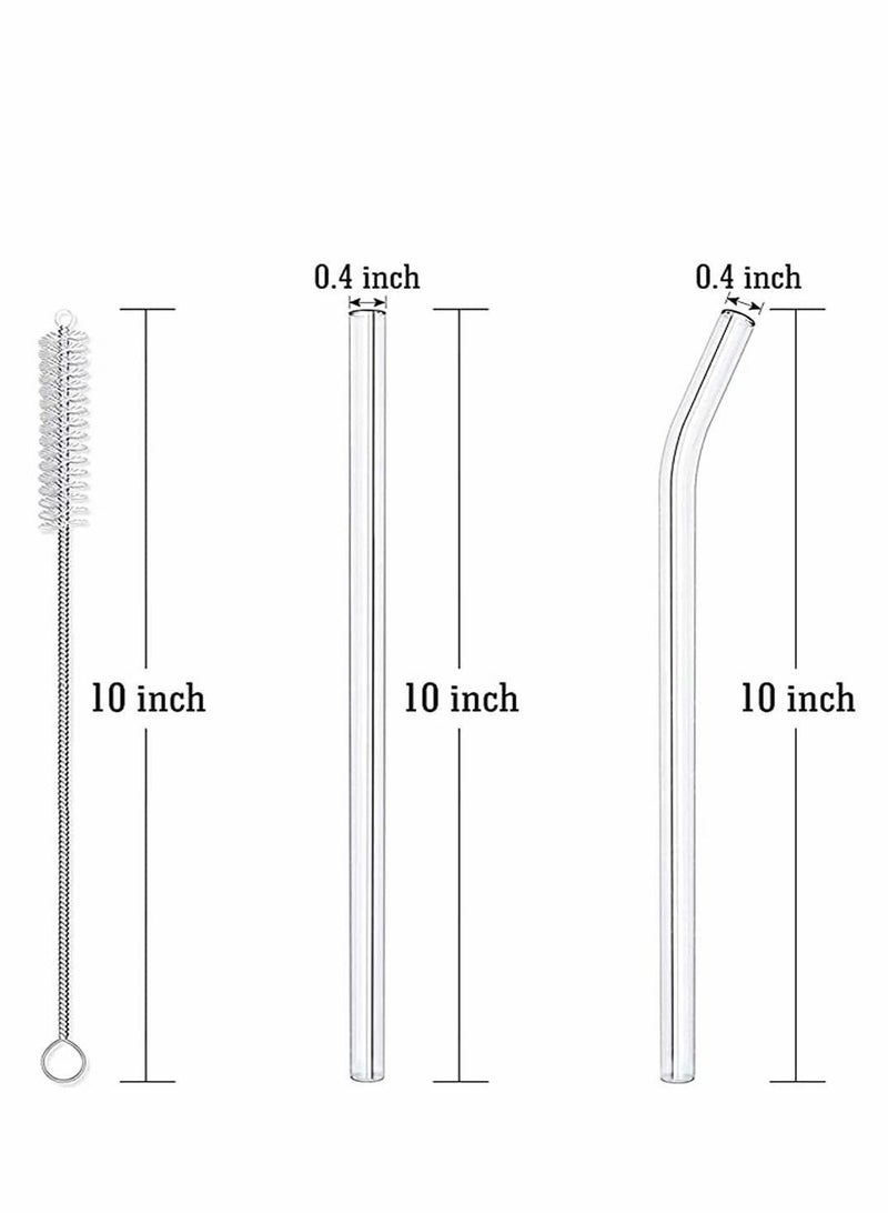 Y&D 6Pcs Reusable Glass Straws for Milkshakes, Frozen Drinks, Smoothies, Teas, Juices, Diameter 10 mm, with 2 Cleaning Brushes  - Image 4