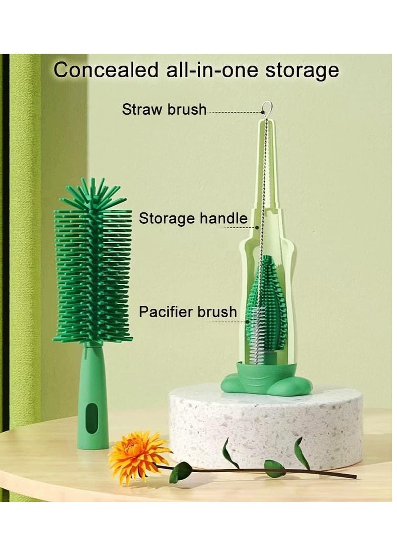 Generic - Silicone Baby Bottle Brush Nipple Cleaner 3 in 1 Multifunctional Cleaning Brush, Straw Brushes, Tiny Bottle Gap Cup Lid Crevice Detail Cleaning Brush U-Shaped Silicone Bottle, Portable 4 PCS - Image 1