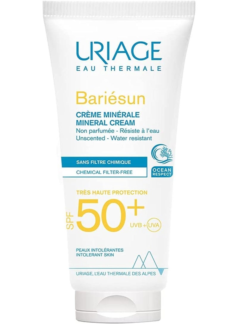 Bariesun Mineral Cream SPF50+ 100ml – High Protection for Sensitive Skin, UVA/UVB Defense, Water-Resistant, Fragrance-Free, Hypoallergenic