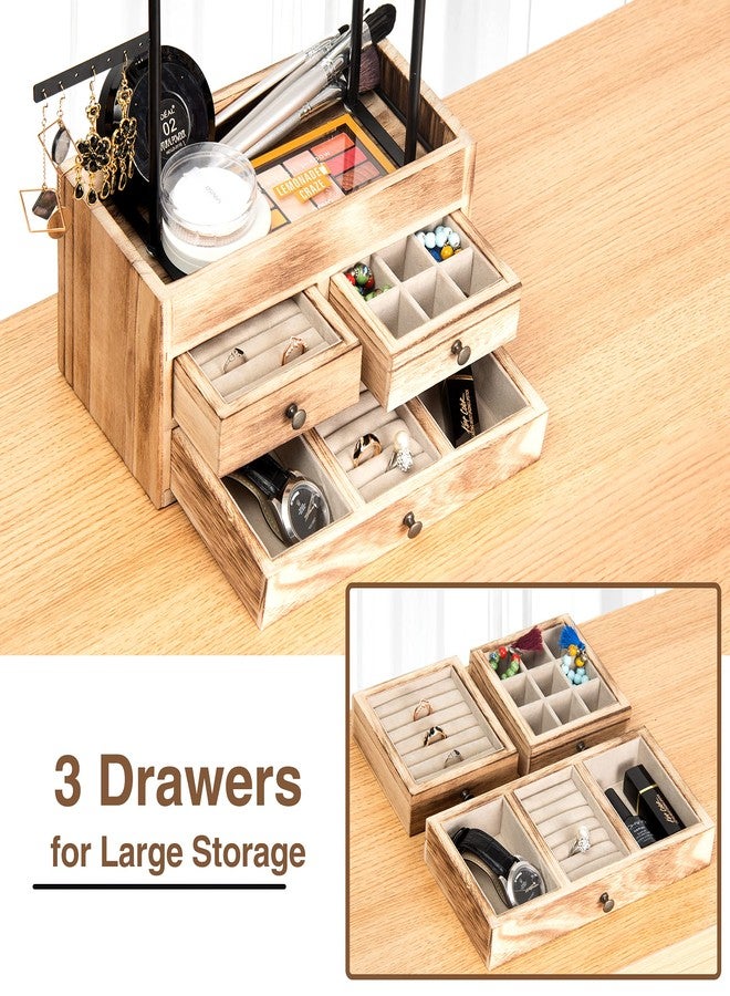 LAVIEVERT Jewelry Organizer Tower with Double-Layer Wooden Drawer Storage Box, 7 Tier Jewelry Tree Stand Jewelry Display for Necklaces, Bracelets, Earrings and Rings - Image 5